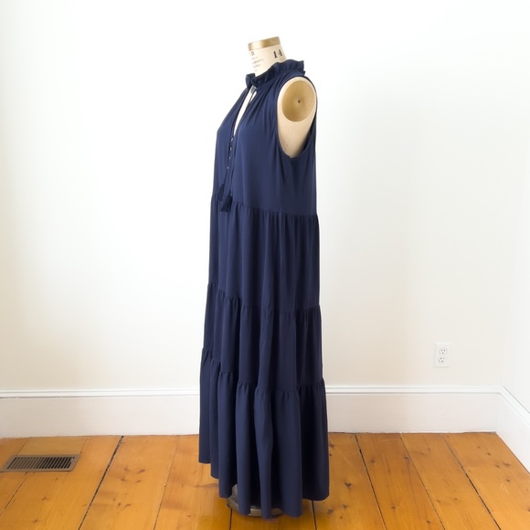 Lilly Pulitzer Navy Blue Malone Tiered Cotton Maxi Dress Boho Beach XXL - Picture 2 of 9